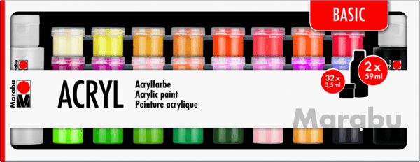 Akrylové barvy Marabu Basic 34ks