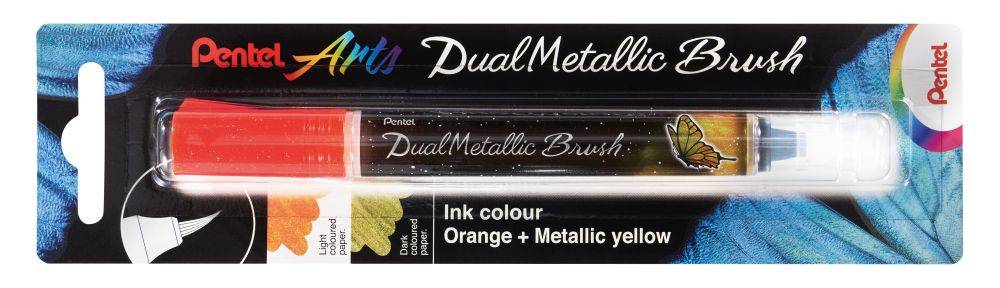 Pentel Dual Metallic Brush - různé druhy: Orange + Metallic yellow