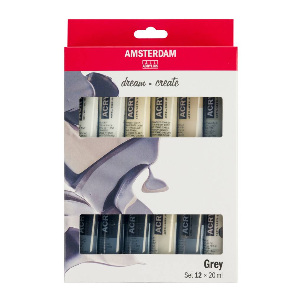 Akrylové barvy Amsterdam v šedých odstínech 12x20ml