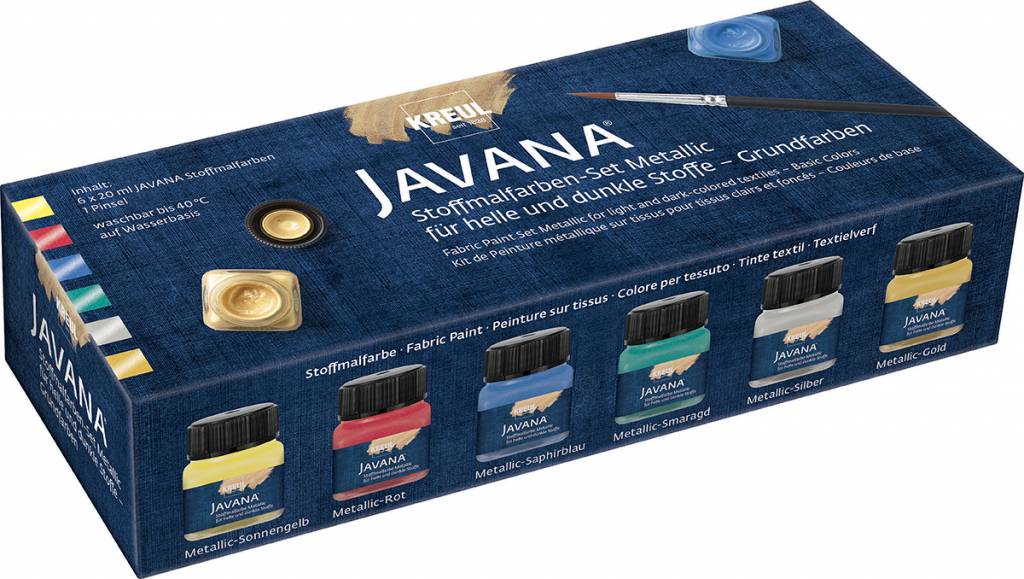 Sada barev na textil Javana 6x20ml Metalická