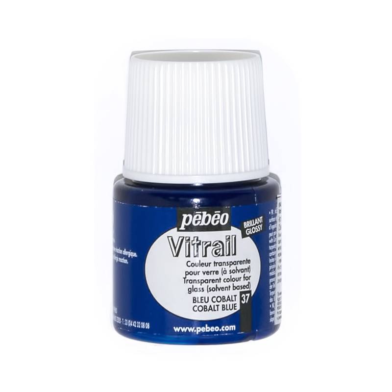 Barva na sklo - VITRAIL: 037 Cobaltová modrá - Pébéo Vitrail (45ml)